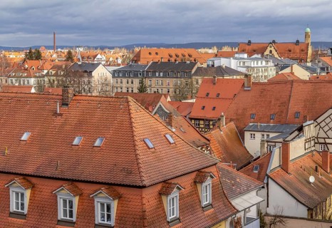 High angle view of Bamberg, a town in Upper Franconia in Bavaria, Germany