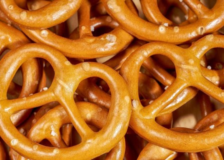 Full frame macro shot of some lye pretzels