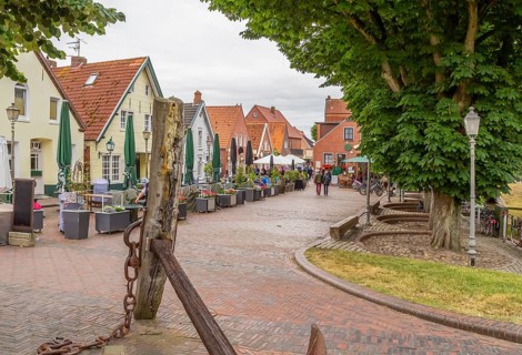 Idyllic scenery in Greetsiel, a idyllic village located in East Frisia, Northern Germany