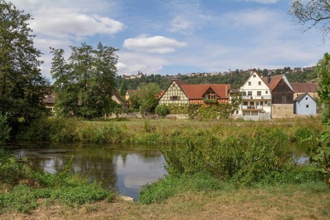Village named B?chlingen in Hohenlohe, a area in Southern Germany at summer time