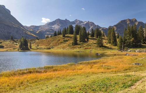 Lake named Koerbersee near Warth in Austria