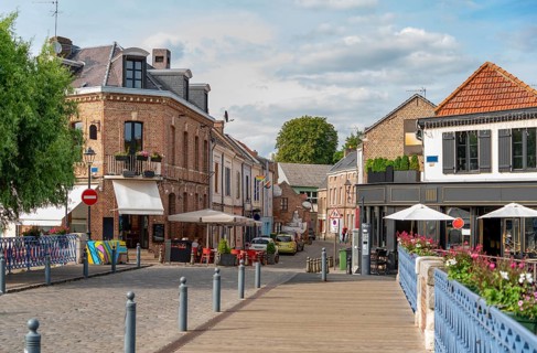 Impression around Quai Belu on the banks of the Somme in Amiens, a city and commune in northern