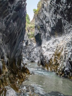 Scenery at the Alcantara Gorges in Sicily, Italy