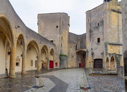 Scenery inside the bridge castle and city gate named Germans Gate in Metz, a city in the Lorraine