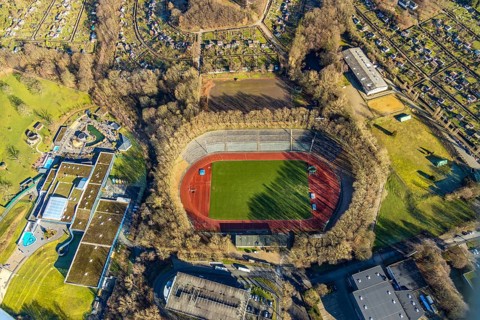 Aerial view, Ischelandstadion, Westfalenbad, Stadionstraße, Altenhagen, Hagen, Ruhr area, North