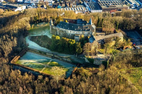 Aerial view, Hohenlimburg Castle, Hagen, Ruhr area, North Rhine-Westphalia, Germany, Alter