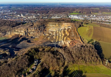 Aerial view, Steltenberg landscape conservation area, Hohenlimburg quarry, Hagen, Ruhr area, North