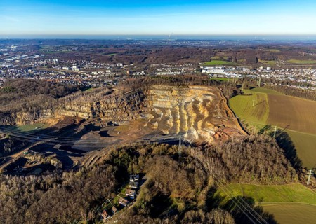 Aerial view, Steltenberg landscape conservation area, Hohenlimburg quarry, Hagen, Ruhr area, North