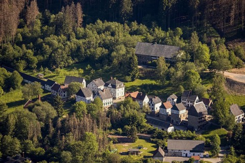 Aerial view, open-air museum Hagen, LWL, Hagen, Ruhr area, North Rhine-Westphalia, Germany, DE,