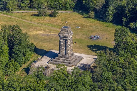 Aerial view, Bismarck Tower, Wehringhausen, Hagen, Ruhr area, North Rhine-Westphalia, Germany, DE,