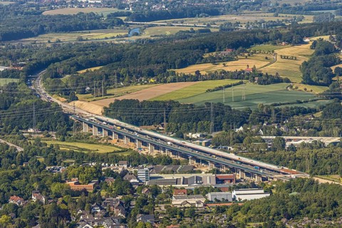 Aerial view, new construction of the Lenne valley bridge A45, Berchum, Hagen, Ruhr area, North