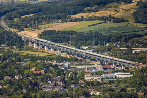 Aerial view, new construction of the Lenne valley bridge A45, Berchum, Hagen, Ruhr area, North