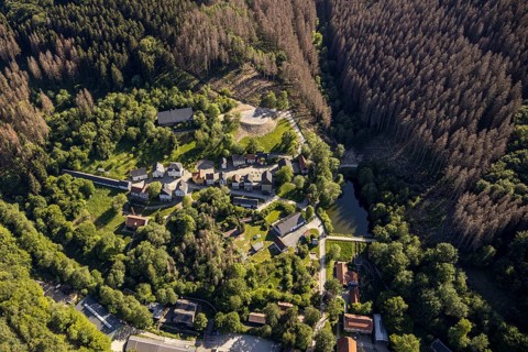 Aerial view, open-air museum Hagen, LWL, Hagen, Ruhr area, North Rhine-Westphalia, Germany, DE,