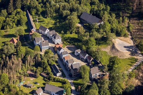 Aerial view, open-air museum Hagen, LWL, Hagen, Ruhr area, North Rhine-Westphalia, Germany, DE,
