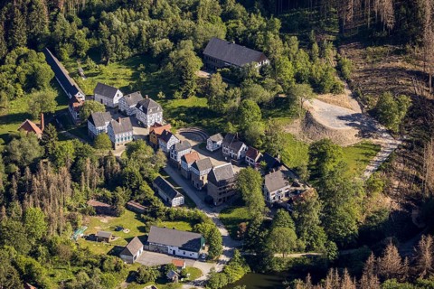 Aerial view, open-air museum Hagen, LWL, Hagen, Ruhr area, North Rhine-Westphalia, Germany, DE,