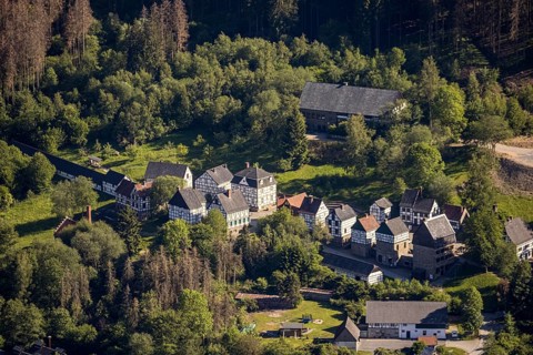 Aerial view, open-air museum Hagen, LWL, Hagen, Ruhr area, North Rhine-Westphalia, Germany, DE,