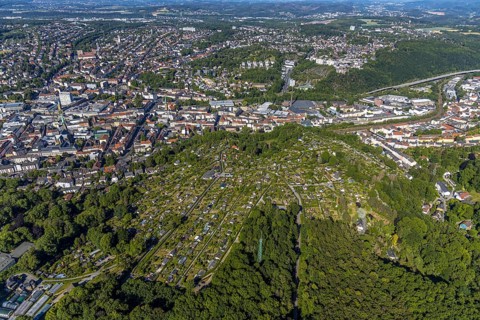 Aerial view, allotment garden association Goldberg, local view Hagen-Mitte, Oberhagen, Mittelstadt,