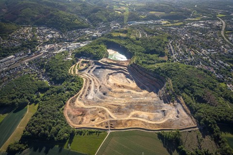 Aerial photograph, Steltenberg quarry, Hohenlimburg lime works, Hagen-Hohenlimburg, Ruhr area,