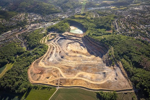 Aerial photograph, Steltenberg quarry, Hohenlimburg lime works, Hagen-Hohenlimburg, Ruhr area,