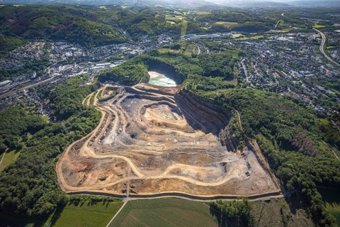 Aerial photograph, Steltenberg quarry, Hohenlimburg lime works, Hagen-Hohenlimburg, Ruhr area,