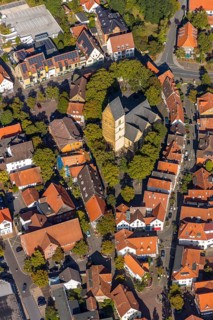 Aerial view, town centre, St. Johannis Kirche, Virtual Museum of the City of Halle Westphalia,