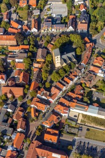 Aerial view, town centre, St. Johannis Kirche, Virtual Museum of the City of Halle Westphalia,