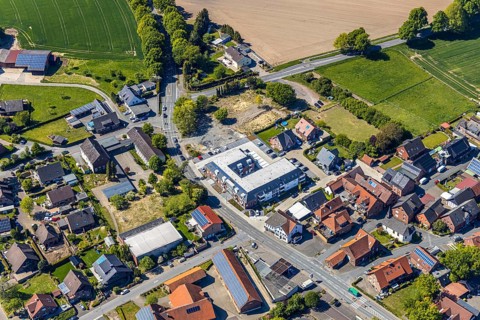 Aerial view, Kastanienhof neighbourhood, flats and day care, Rekener Straße, Lavesum primary