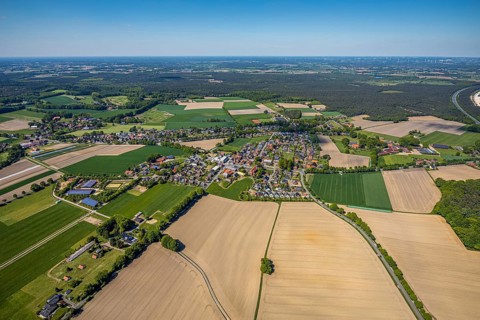 Aerial view, aerial view Lavesum, Haltern am See, Münsterland, Ruhr area, North Rhine-Westphalia,