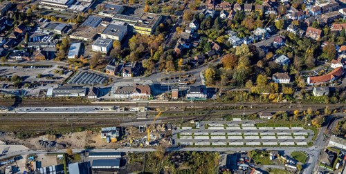 Aerial view, Haltern station, construction site conversion to a barrier-free station, Holtwicker