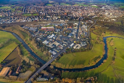HALTERN AM SEE 16.12.2020 Curved meander - loop of the riparian zones on the course of the river