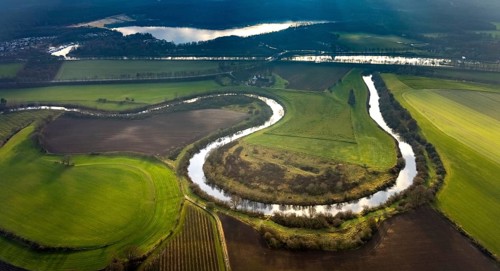 HALTERN AM SEE 16.12.2020 Curved meander - loop of the riparian zones on the course of the river