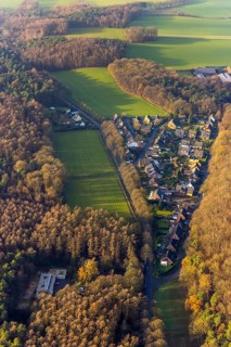 Aerial view of a forest settlement Holtwicker Straße in the district Holtwick in Haltern am See in