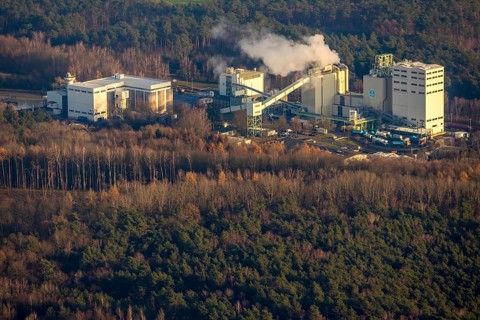 Aerial view of Quarzwerke GmbH - Haltern plant in the district of Lehmbraken in Haltern am See in