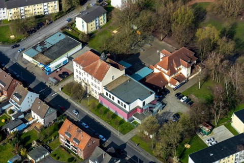 Aerial photo, community primary school Ludgerischule, Hamm, Ruhr area, North Rhine-Westphalia,