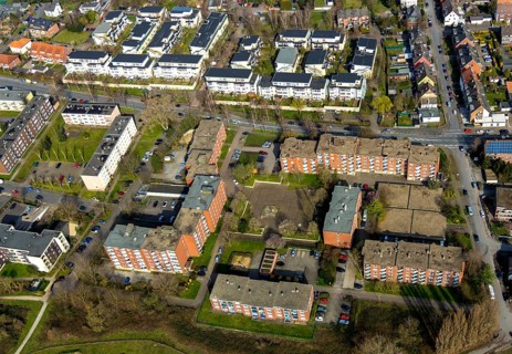 Aerial view, housing estate between Nordenstiftsweg, Rheinsberger Platz, Ruppiner Straße, Kommersch