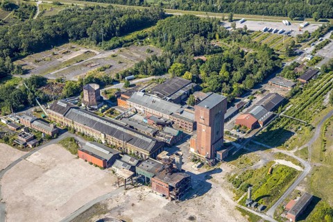 Aerial view, Heinrich-Robert colliery, creative centre, former Verbundbergwerk Ost, coal mining,