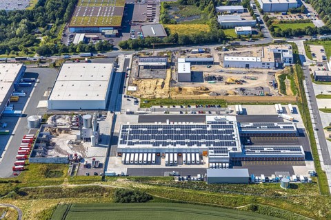 Aerial photo, Rhynern industrial estate on the A2 motorway, Rhynern, Hamm, Ruhr area, North