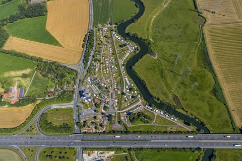 Aerial photo, A2 motorway, junction 19 Hamm-Uentrop, campsite on the Lippe, Hamm, Ruhr area, North