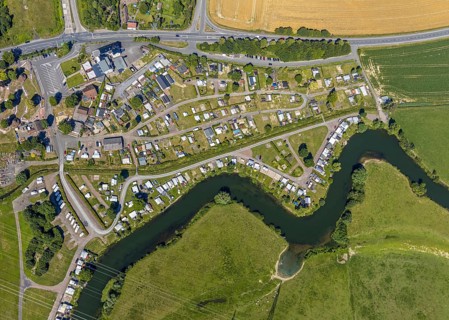 Aerial view, campsite on the Lippe, Lippborg, Lippetal, Ruhr area, North Rhine-Westphalia, Germany,