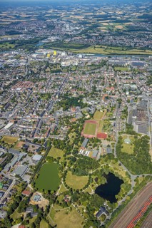 Aerial view, overview Hamm-Westen towards Bockum-Hövel, Friedrich-Ebert-Park, WDI site, Hamm, Ruhr