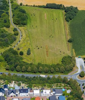 Aerial view, new development area Heimshof-Ost, Hamm, dog meadow, Ruhr area, North