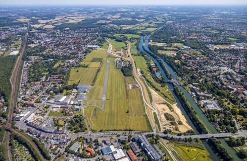 Aerial view, construction site Erlebensraum Lippeaue, Datteln-Hamm-Canal, Hammer Technologie- und