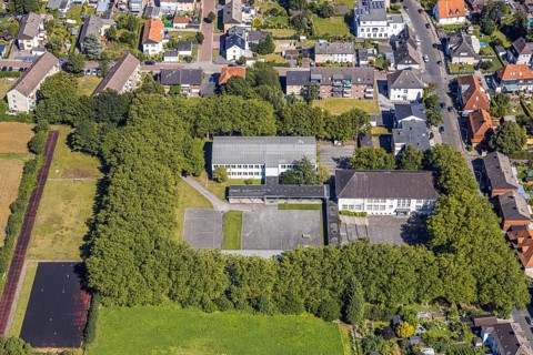 Aerial photo, secondary school Martin-Luther-Schule, environment Bockelweg, Hamm, Ruhr area, North