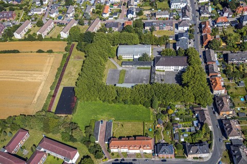 Aerial photo, secondary school Martin-Luther-Schule, environment Bockelweg, Hamm, Ruhr area, North