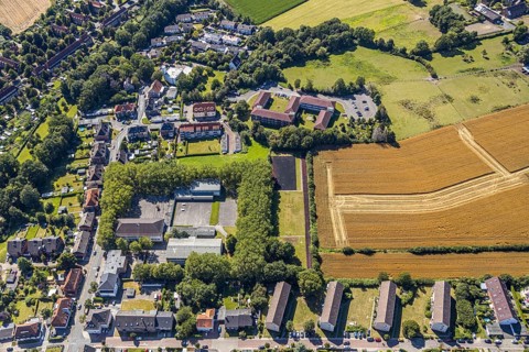 Aerial photo, secondary school Martin-Luther-Schule, environment Bockelweg, Hamm, Ruhr area, North