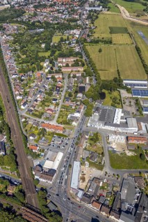 Aerial view, Heessener Straße eastbound, Seeburger Straße construction area, EDLH airfield,