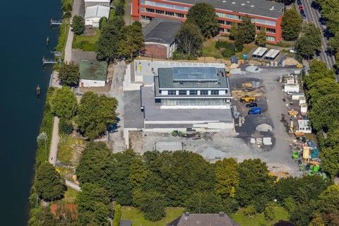 Aerial view, construction site water sports centre, Hamm, Ruhr area, North Rhine-Westphalia,