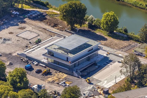 Aerial view, construction site water sports centre, Hamm, Ruhr area, North Rhine-Westphalia,