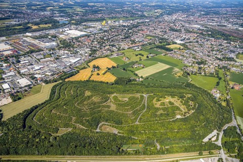 Aerial photograph, view of Hamm-Daberg, Kissinger Höhe slagheap, Humbert slagheap, former