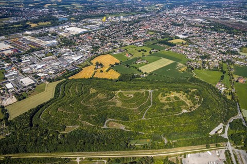 Aerial photograph, view of Hamm-Daberg, Kissinger Höhe slagheap, Humbert slagheap, former